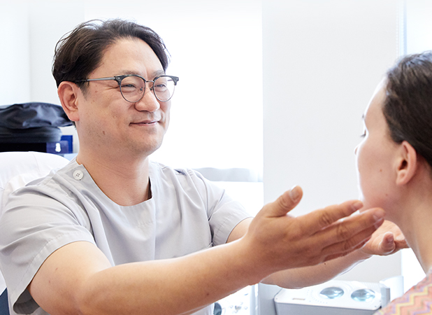 Patient having a plastic surgery consultation
