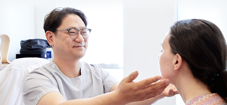 Patient having a plastic surgery consultation