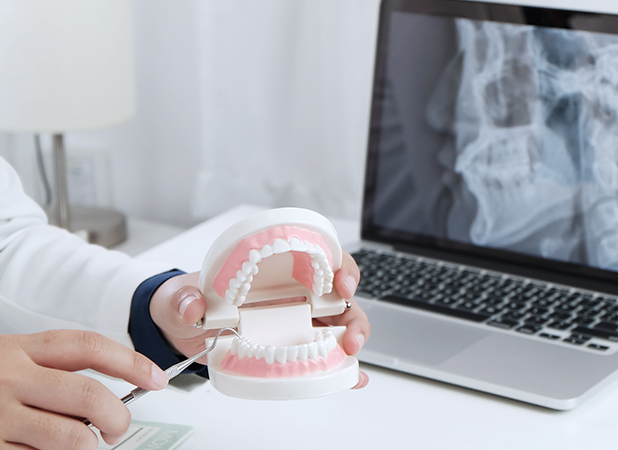 Doctor explaining orthodontic process