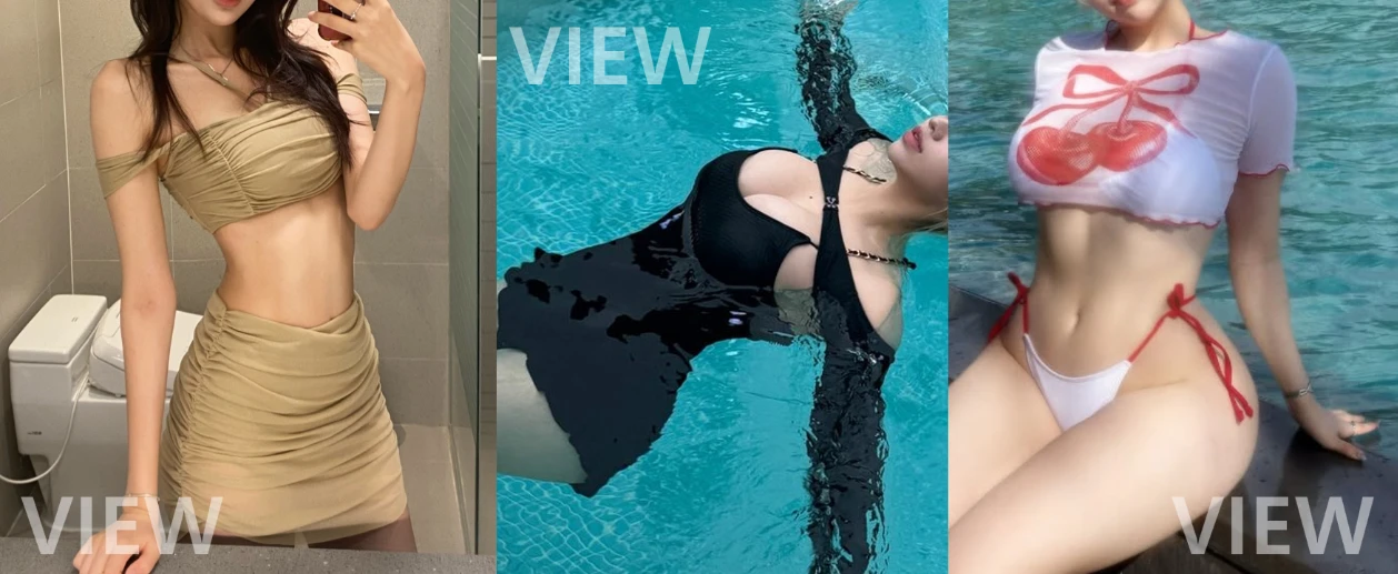 Lifestyle images showing body contouring results after full recovery, highlighting a slim waist and natural body lines in swimwear