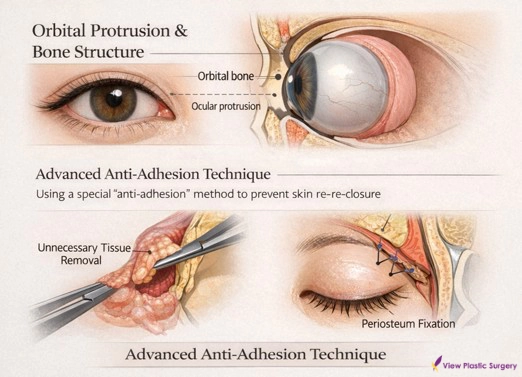 orbital protrusion eye socket bone structure anti adhesion technique diagram