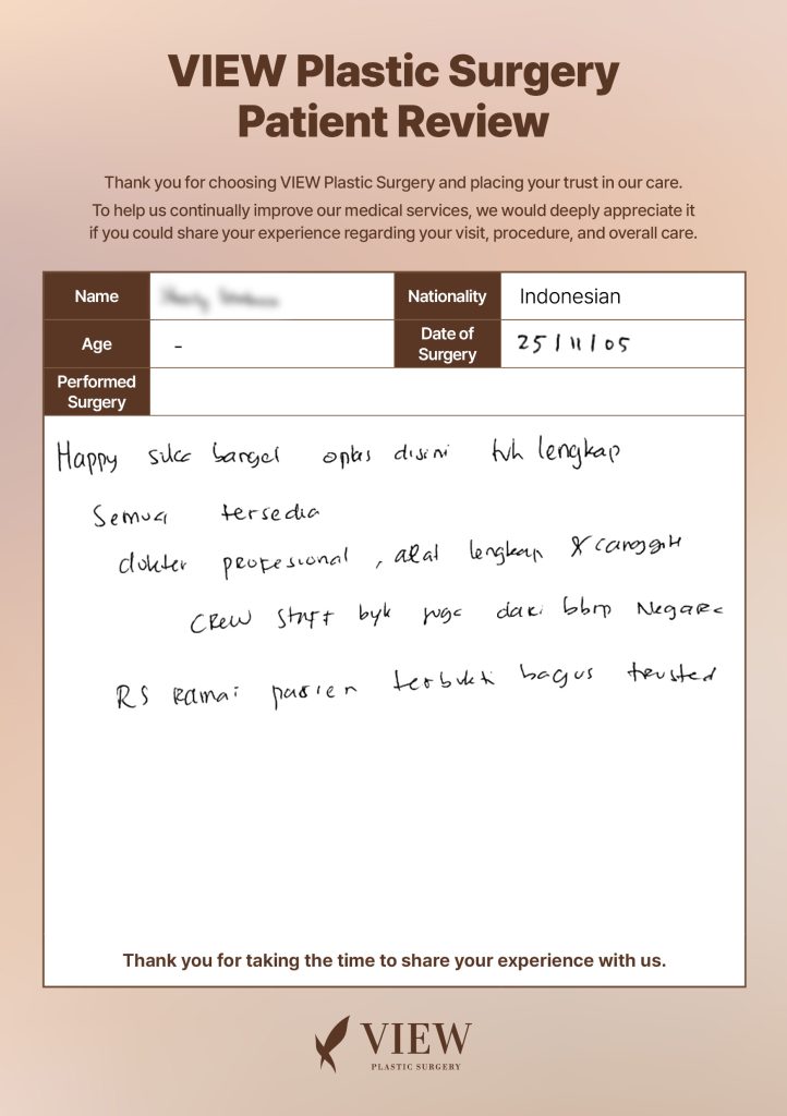 [Indonesia : Sh**** L.]Looking for a Trustworthy Plastic Surgery Clinic? Professional Staff & Modern Facilities by VIEW Plastic Surgery