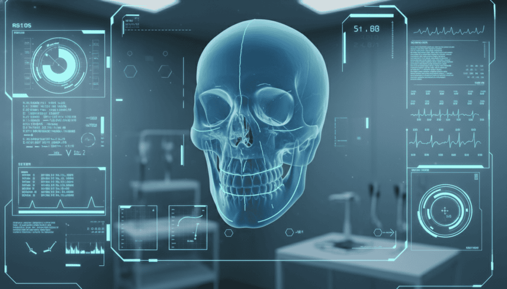 3D CT Scan rendering of a facial contouring surgical plan.