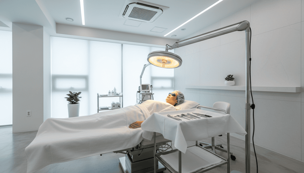 Patient receiving LED light therapy at View Plastic Surgery.