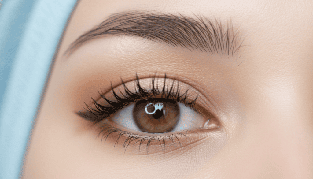Close-up of a perfectly healed eyelid scar at 6 months.